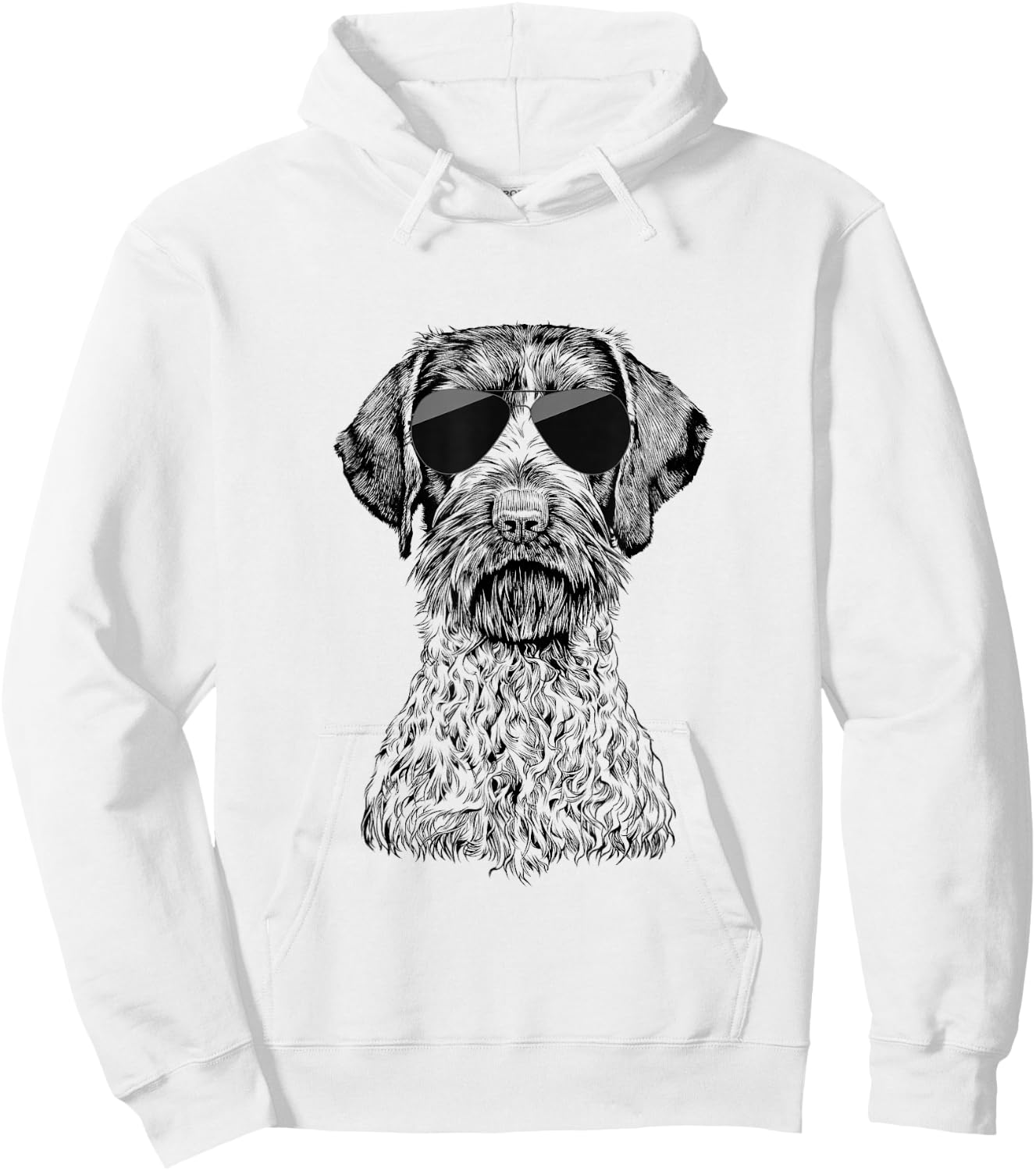 German Wirehaired Pointer GWP Dog with Sunglasses Hoodie - Hoodie | White