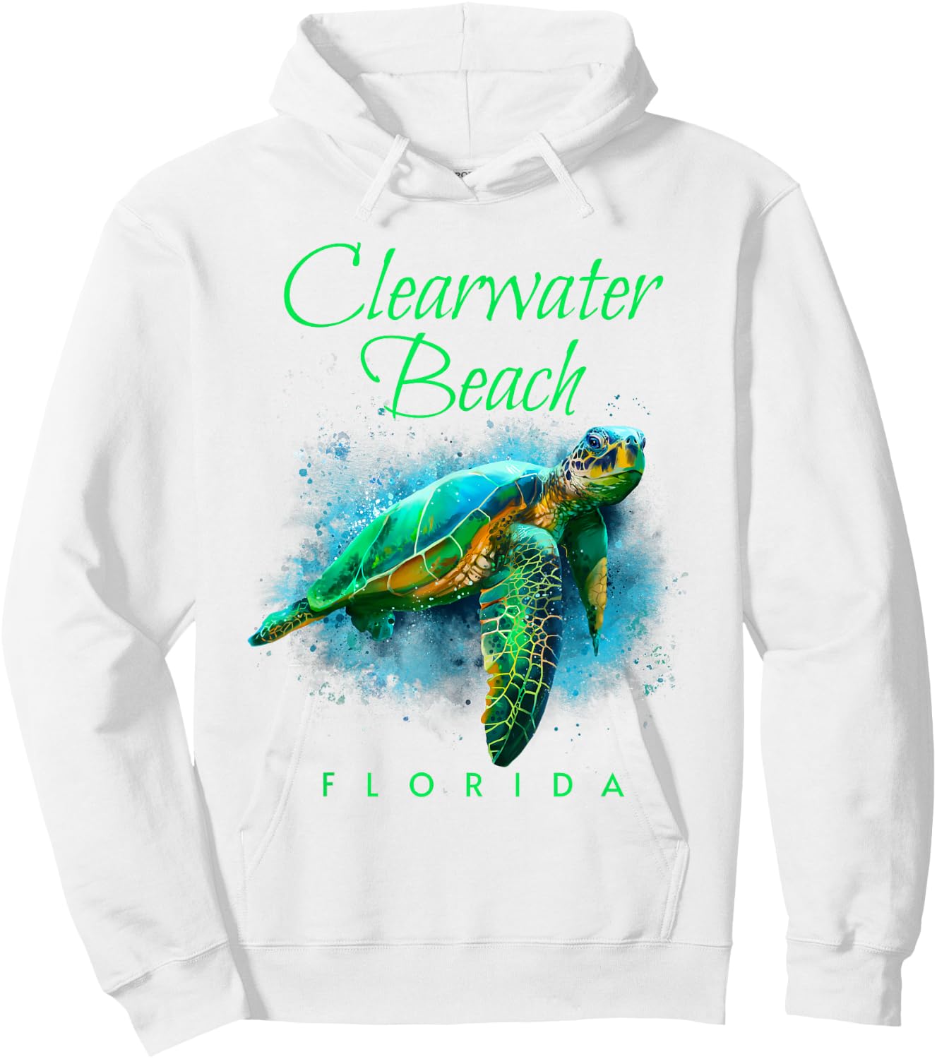 Clearwater Beach Florida Watercolor Sea Turtle Hoodie - Hoodie | White
