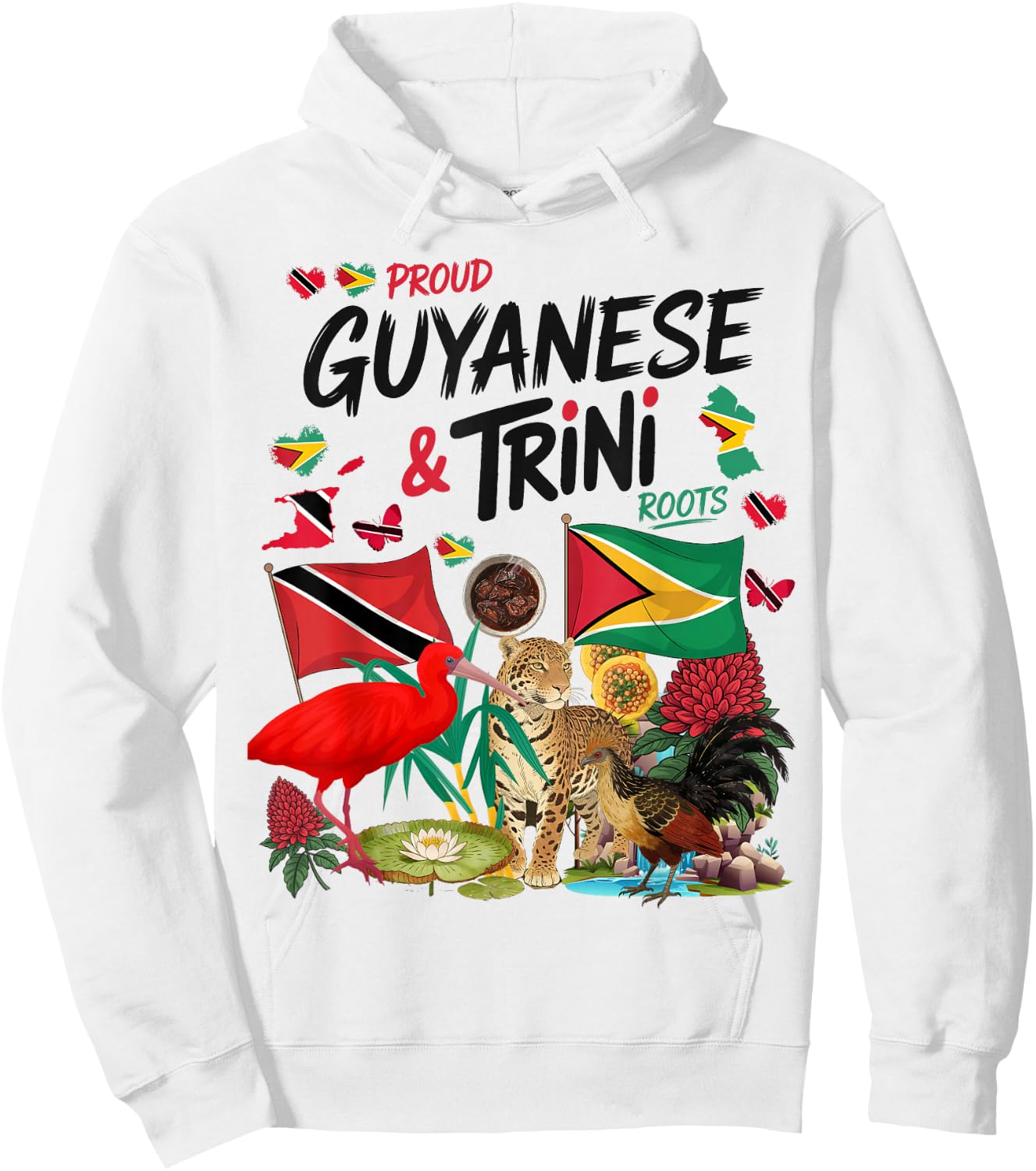 Trinidad & Guyana Flag Outfit Idea for Kids Guyanese Roots Hoodie - Hoodie | White