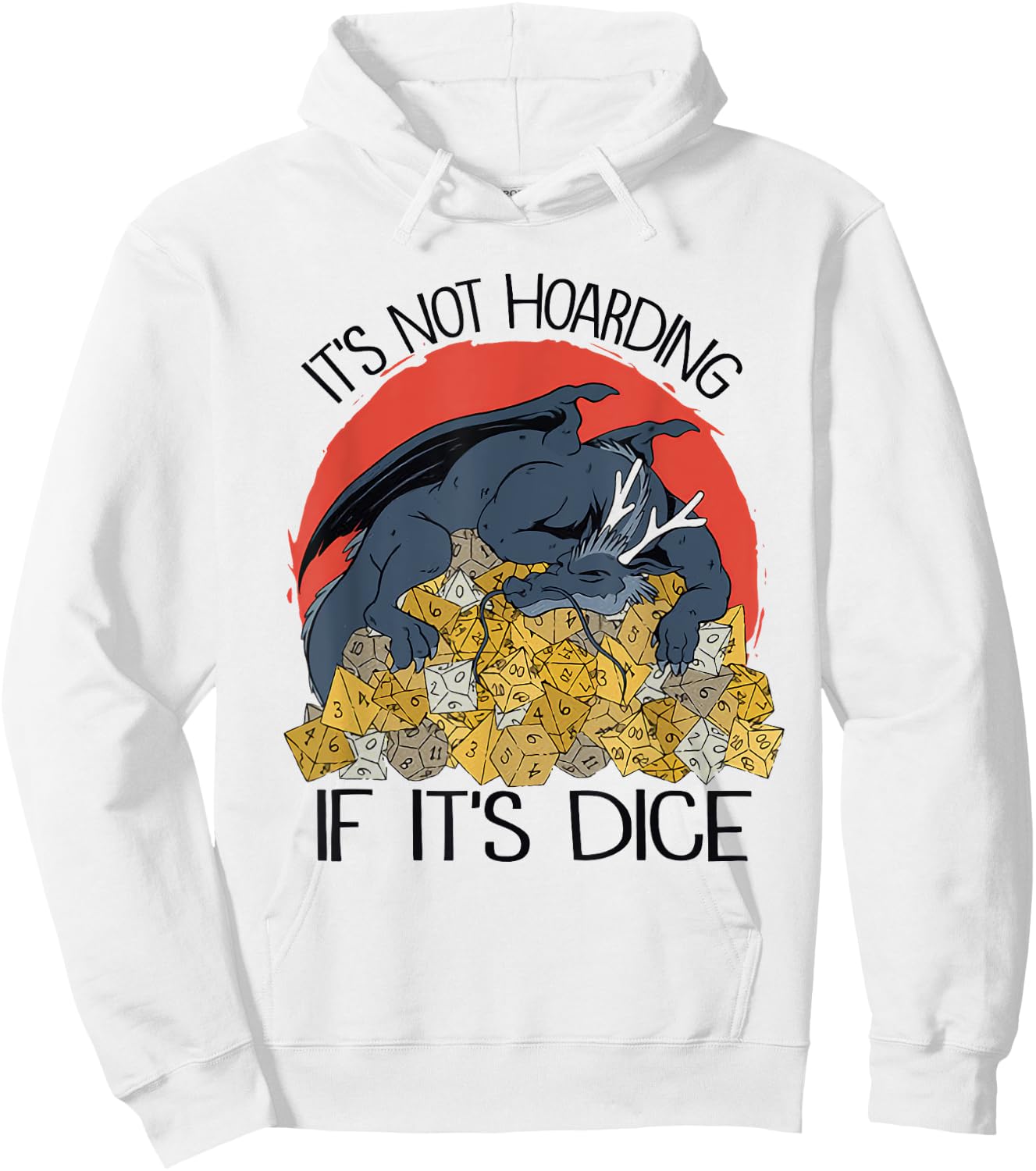 Vintage It's Not Hoarding If It's Dice Dragon Hoodie - Hoodie | White