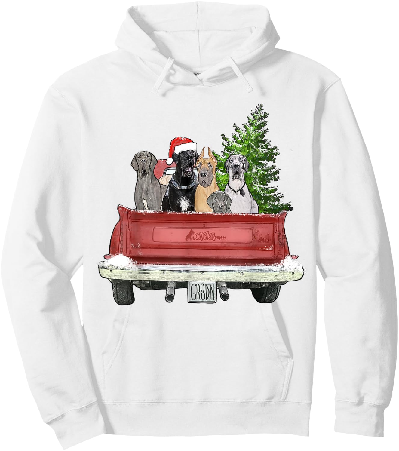 Cute Great Dane Christmas Top, Dog Mom Owner Vintage Truck Women Kids Hoodie - Hoodie | White
