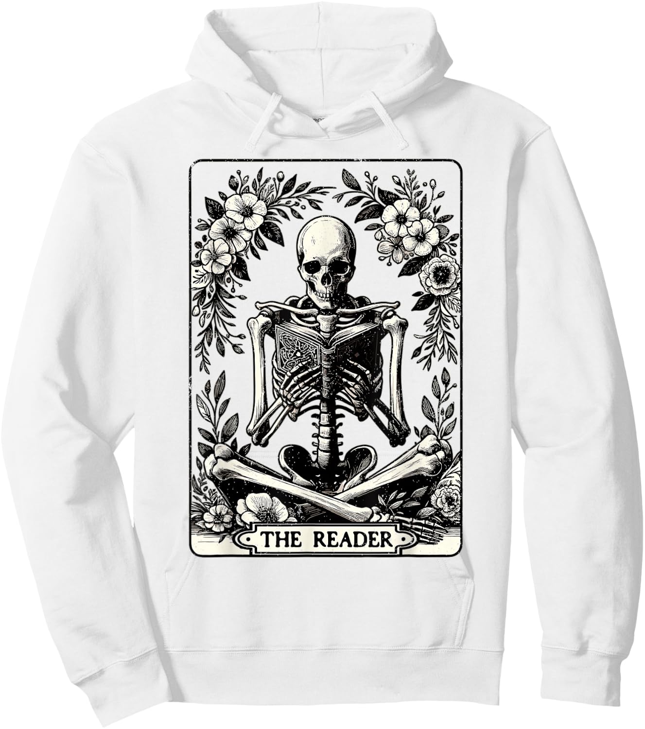 The Reader Tarot Card Funny Book Lover Skeleton Reading Book Hoodie - Hoodie | White