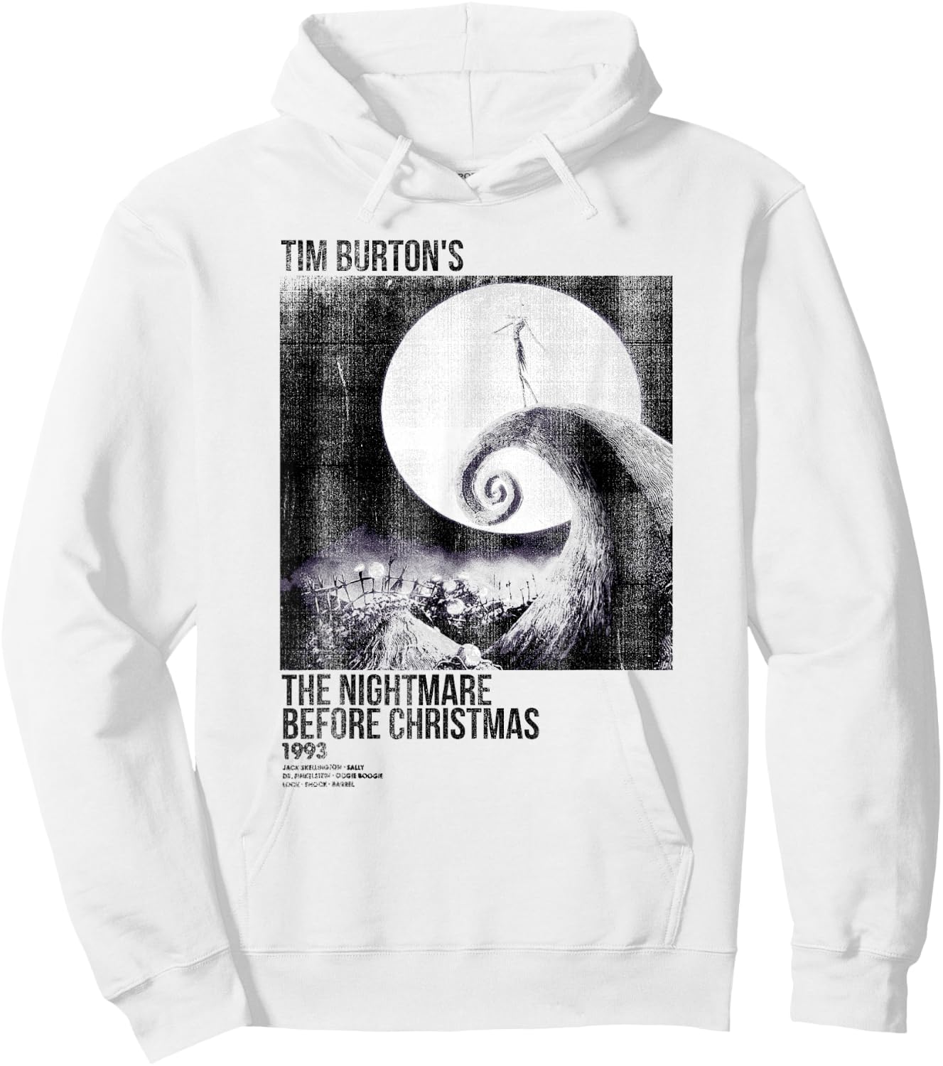 Disney Nightmare Before Christmas Movie Poster Ink Rolled Hoodie - Hoodie | White