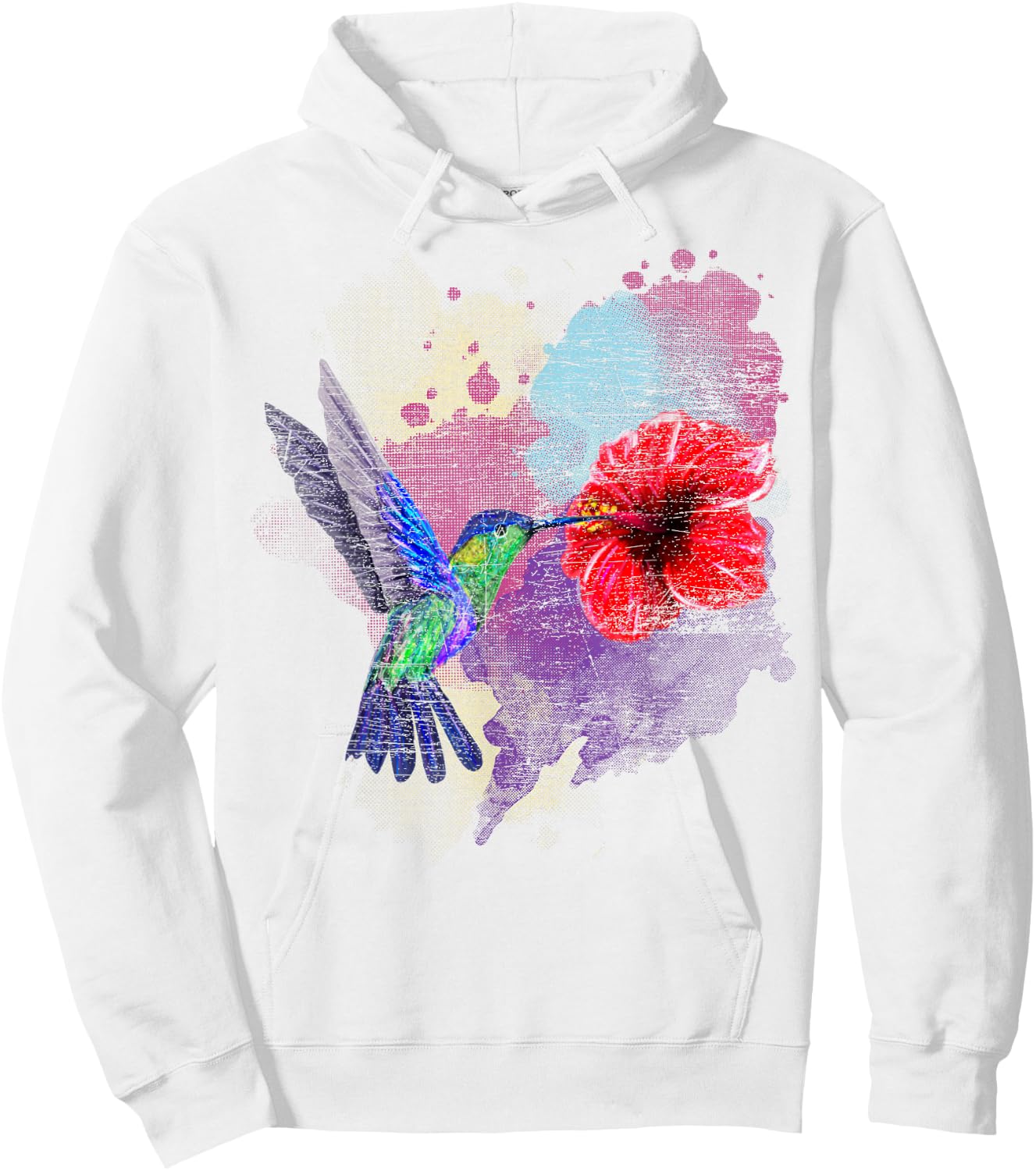 Vintage Pretty Bird Animal Hibiscus Flower Hummingbird Hoodie - Hoodie | White
