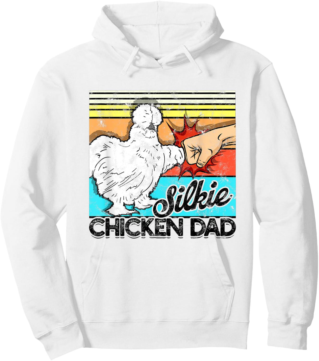 Retro Silkie Chicken Dad Farmer Silky Chickens Hoodie - Hoodie | White