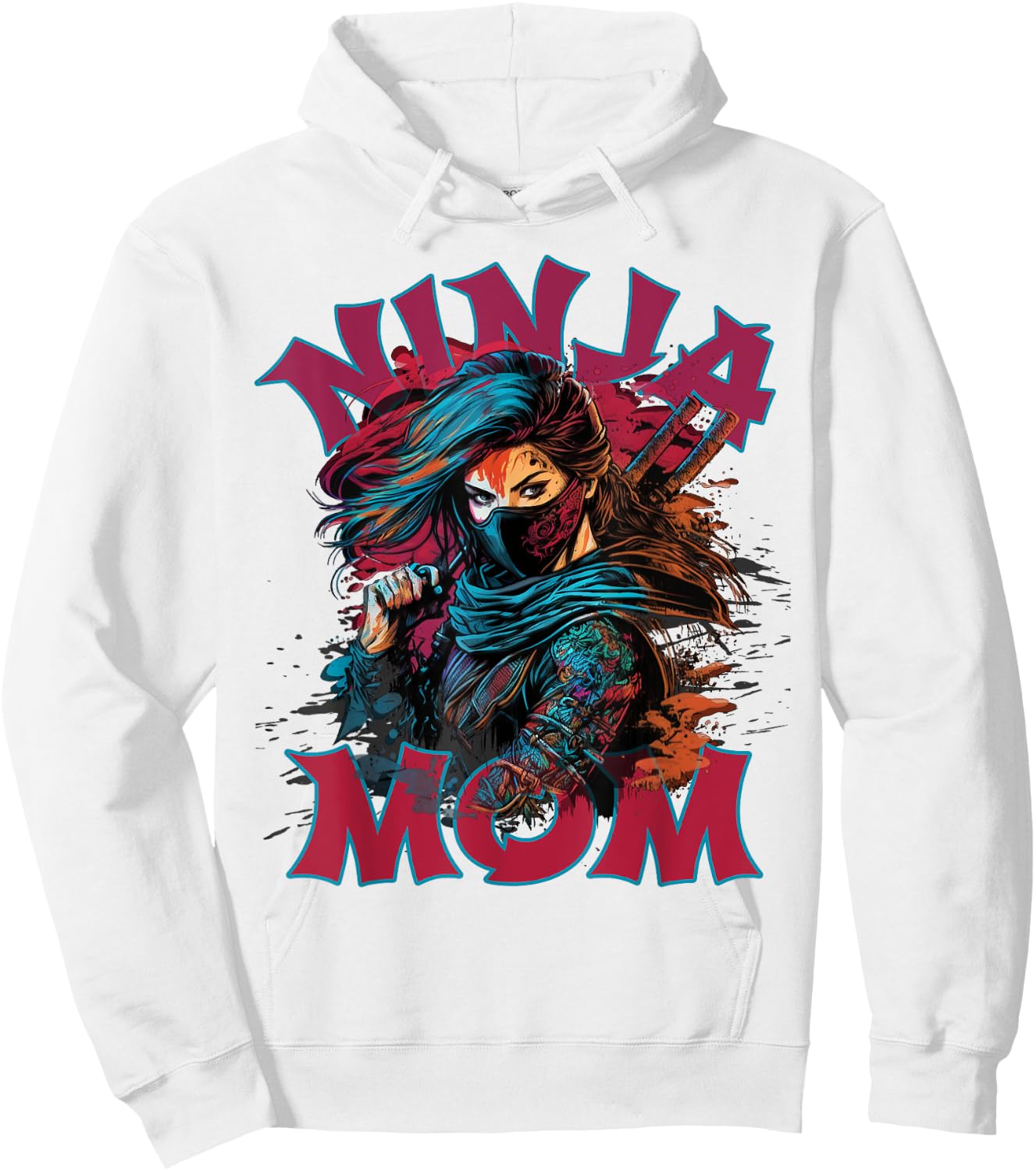 Pink NINJA MOM New Mama Funny Multitasking WFH Baby Birthday Hoodie - Hoodie | White
