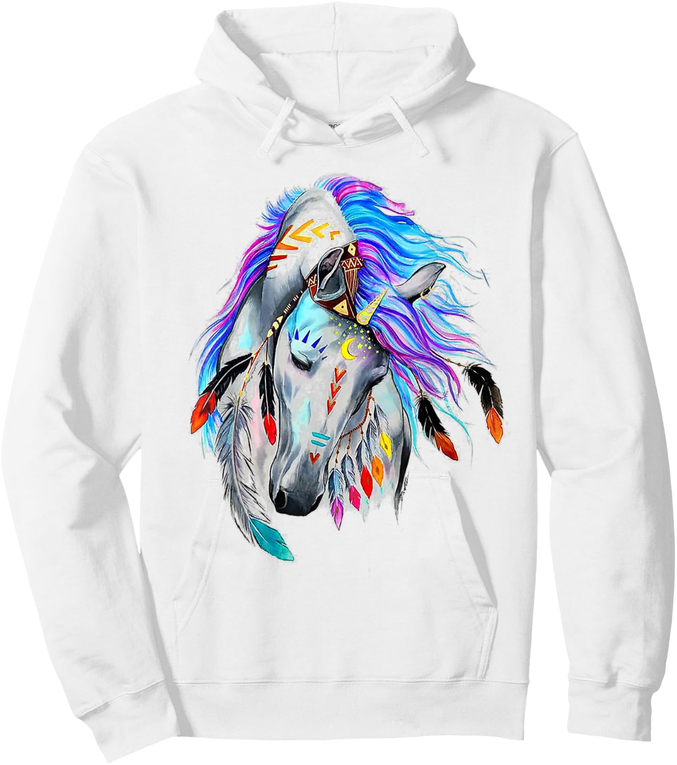 Wind Horse Indian Tribal Art Native American Horse Lovers Hoodie - Hoodie | White