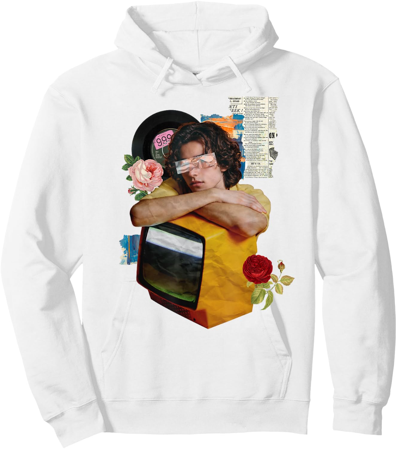 Retro Wrapped Paper TV Girl Hoodie - Hoodie | White
