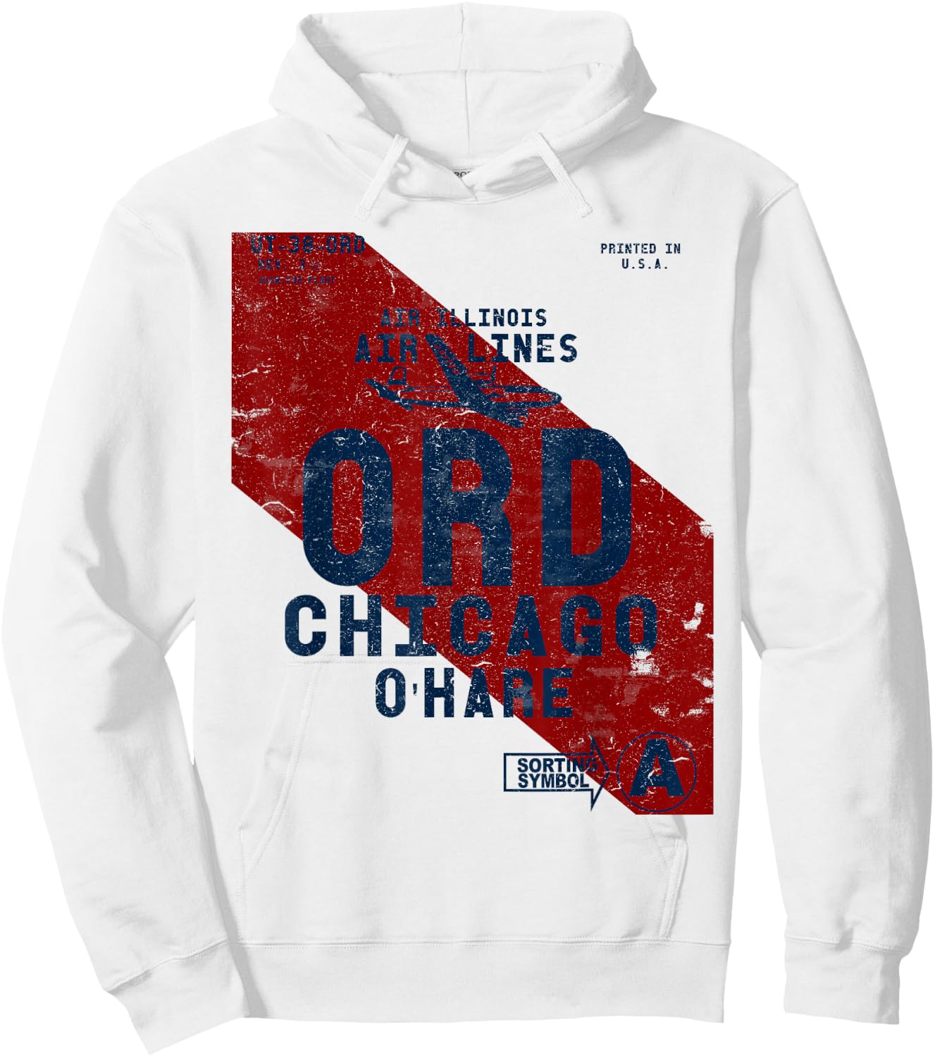 ORD Chicago O'Hare Airport Vintage Airline Tag Series Hoodie - Hoodie | White