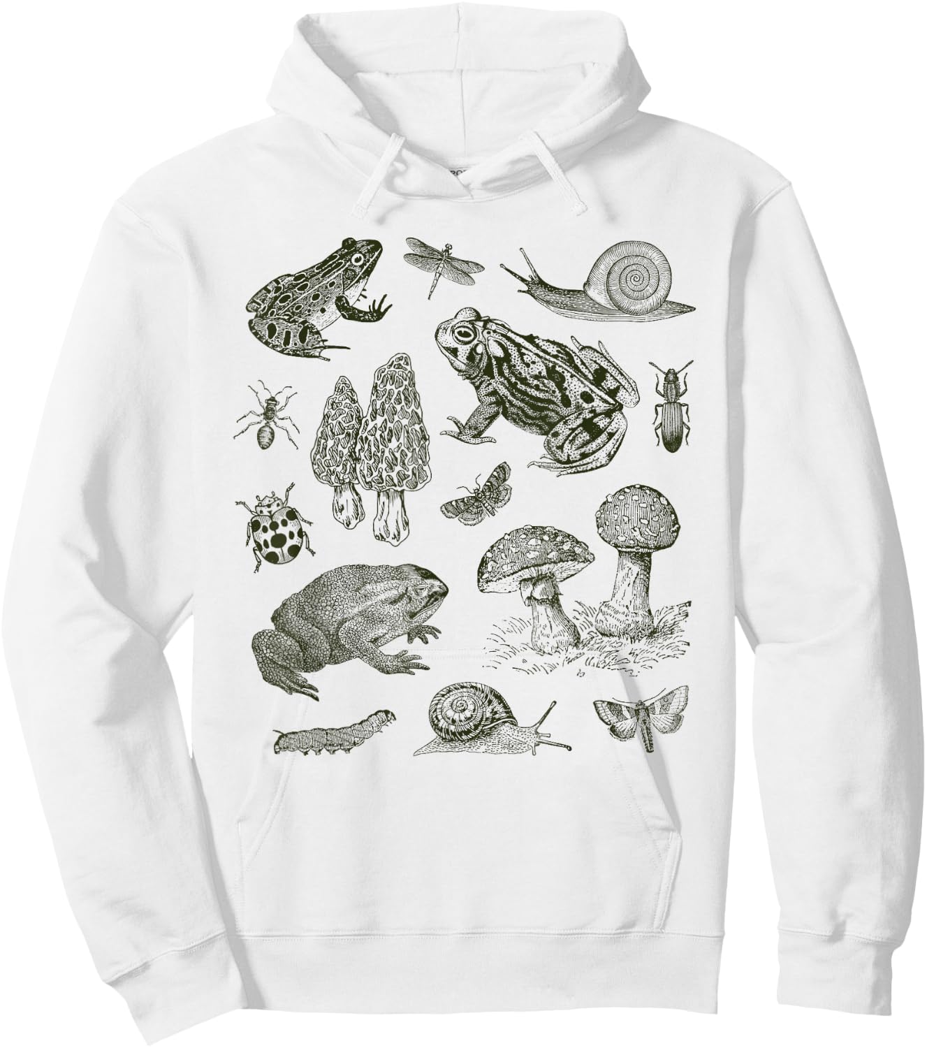 Frog Mushroom 90s Vintage Dark Academia Aesthetic Biology Hoodie - Hoodie | White