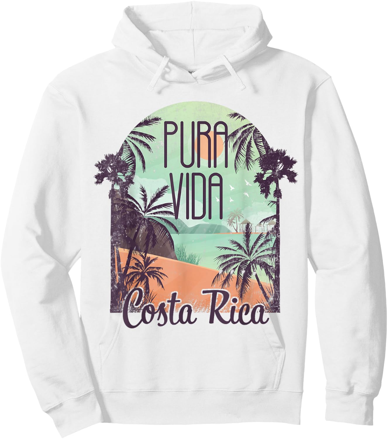 Pura Vida Costa Rica Colorful Tropical Beach Hoodie - Hoodie | White