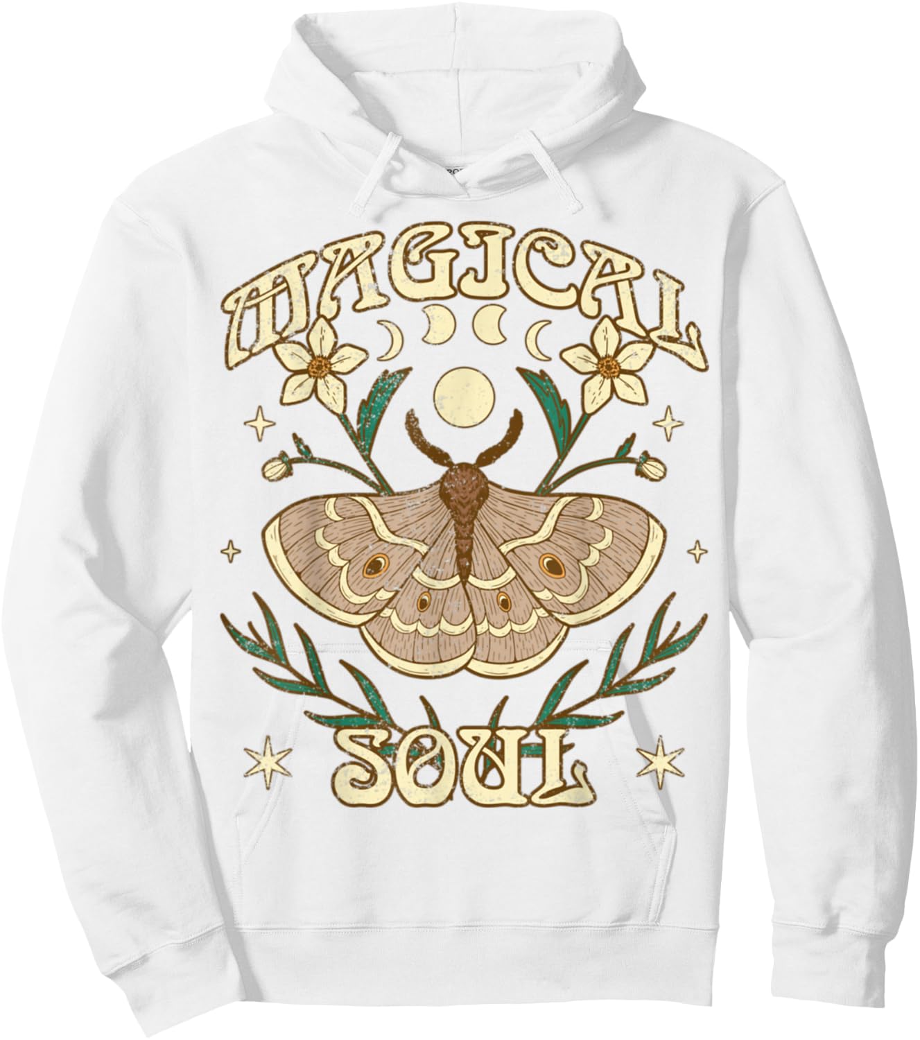 Bohemian Boho Lunar Moth Moon Phases Vintage - Magical Soul Hoodie - Hoodie | White