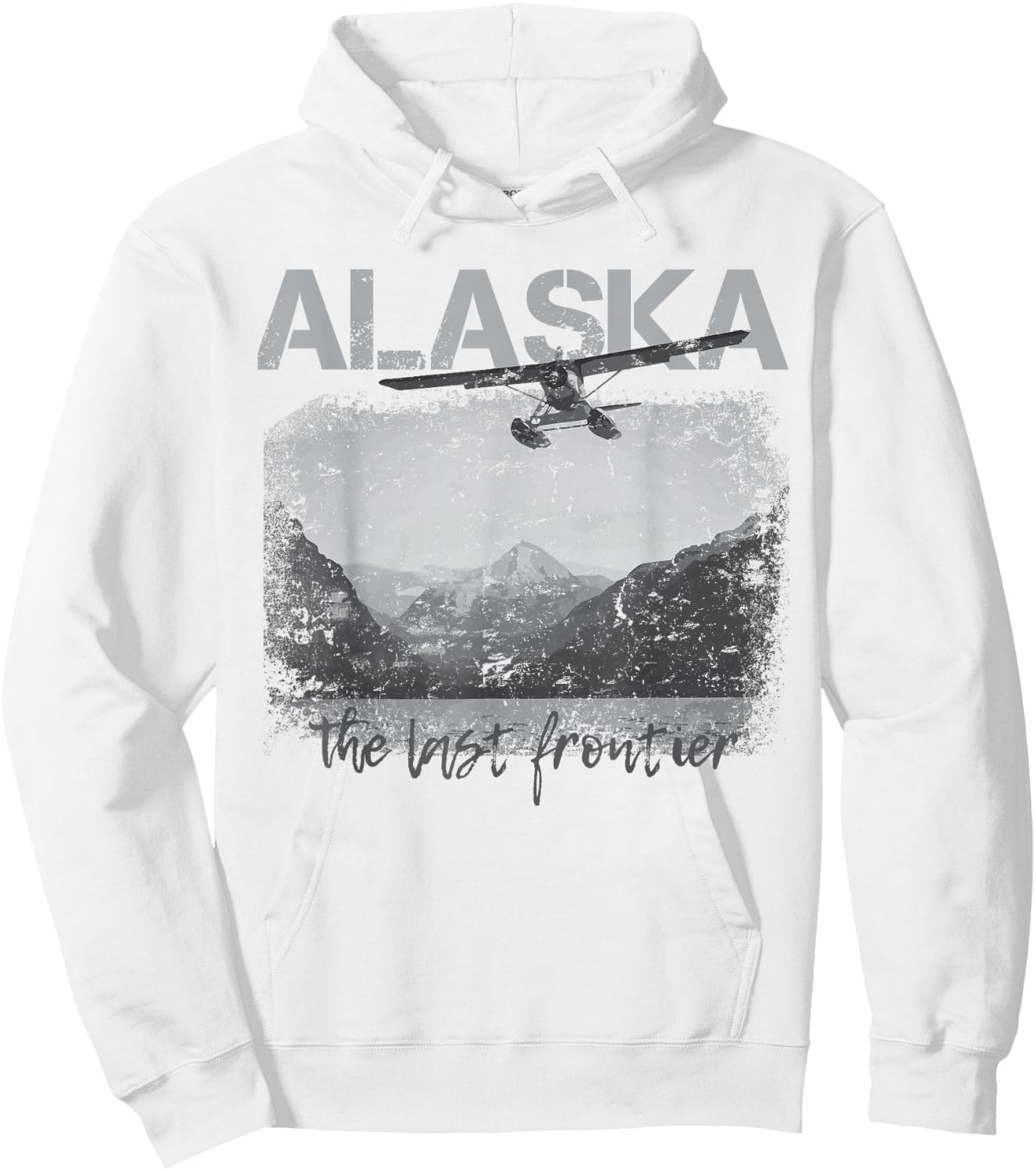 Alaska The Last Border with Seaplane Hoodie - Hoodie | White