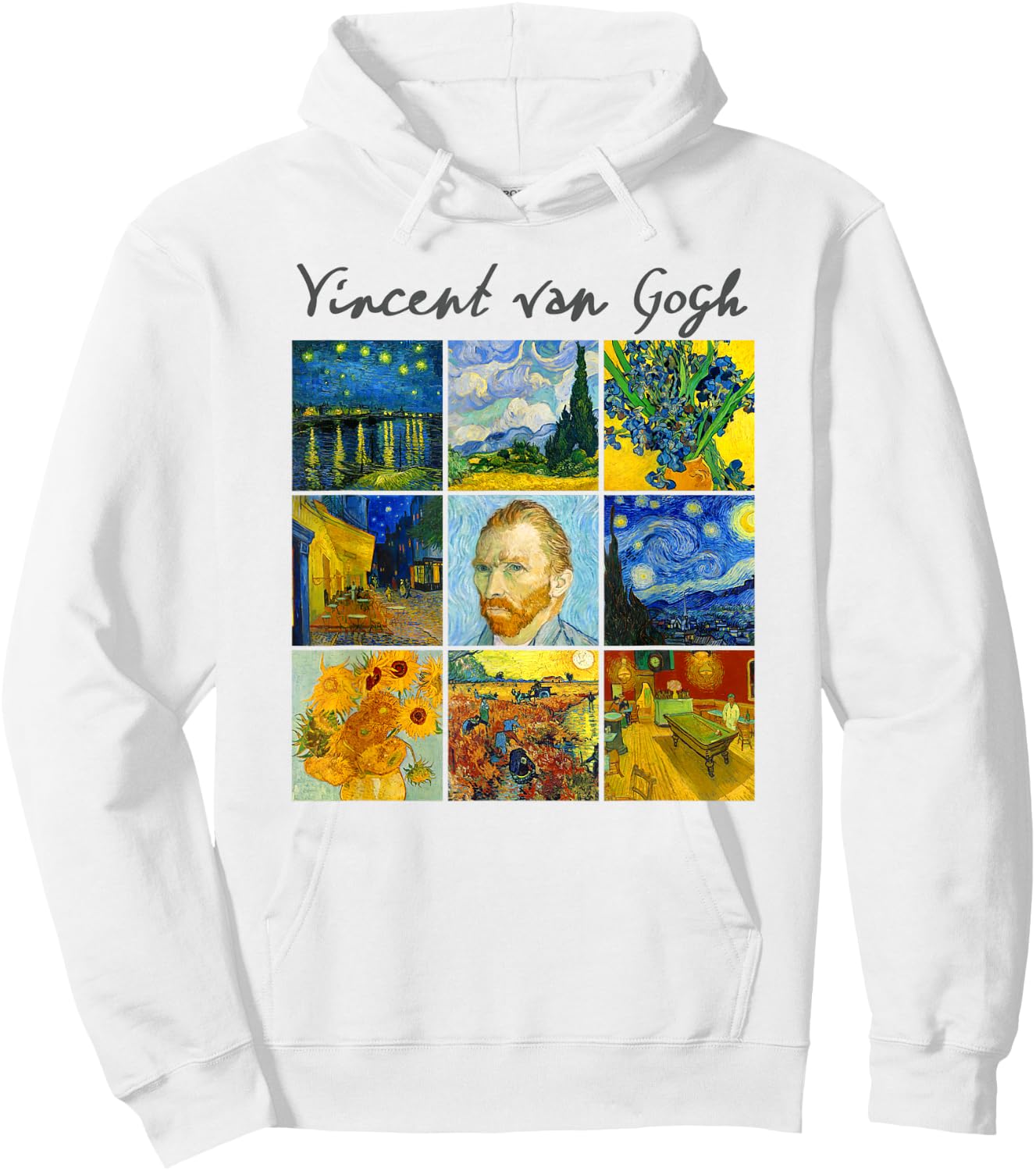Famous Van Gogh Paintings Art Starry Night Flowers Portrait Hoodie - Hoodie | White