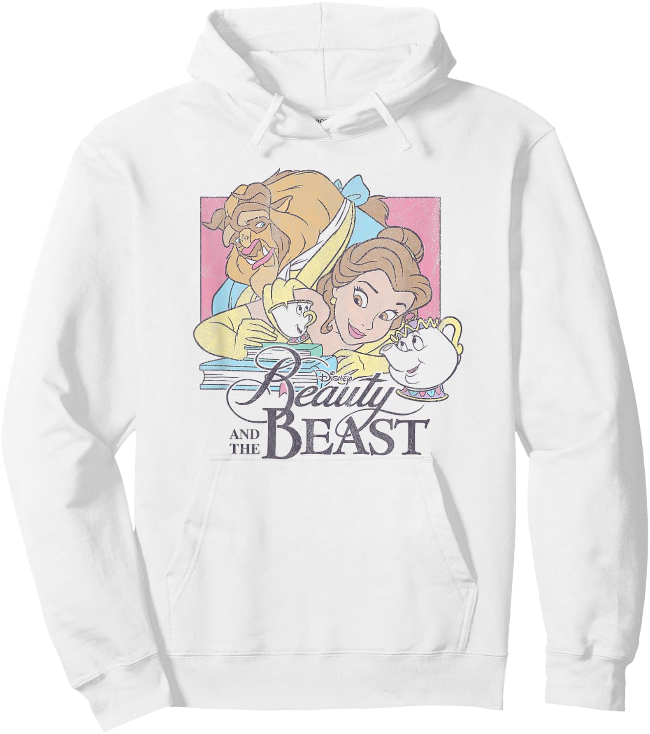 Disney Beauty And The Beast Vintage Group Logo Poster Hoodie - Hoodie | White