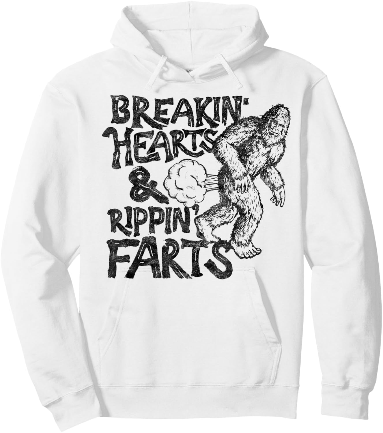 Breaking Hearts Ripping Farts! Funny Bigfoot Sasquatch Gas Hoodie - Hoodie | White