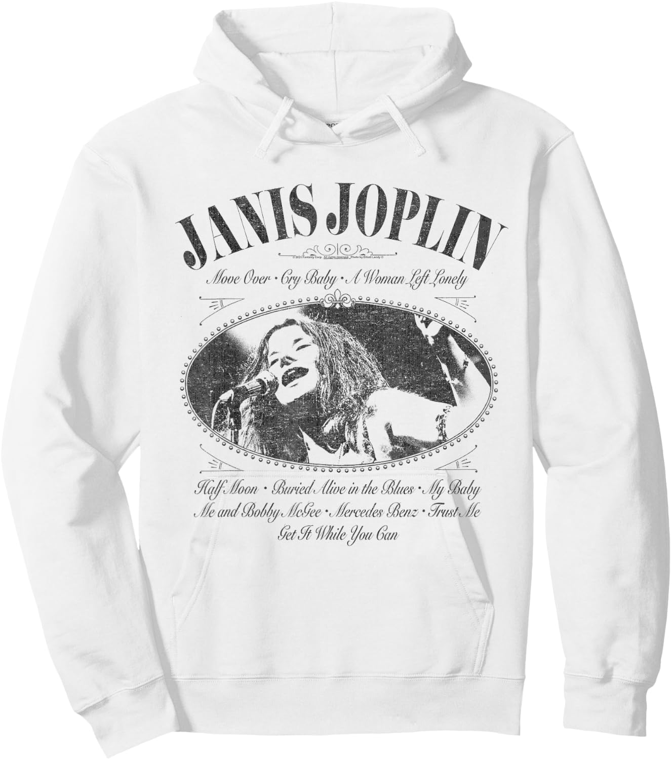 Popfunk Janis Joplin Pearl Bottle Label - Women's Classic Fit White Short Sleeve Letter Print - Small Hoodie - Hoodie | White