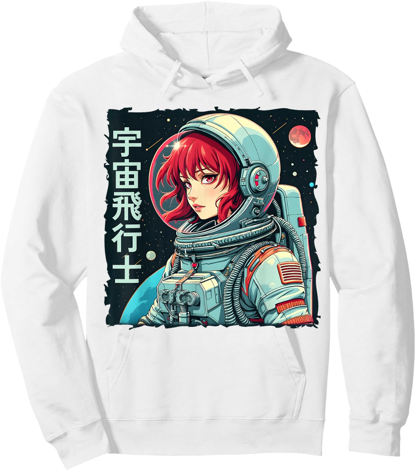 Astronaut Anime Girl Retro 90s Japanese Anime Graphic Women Hoodie - Hoodie | White