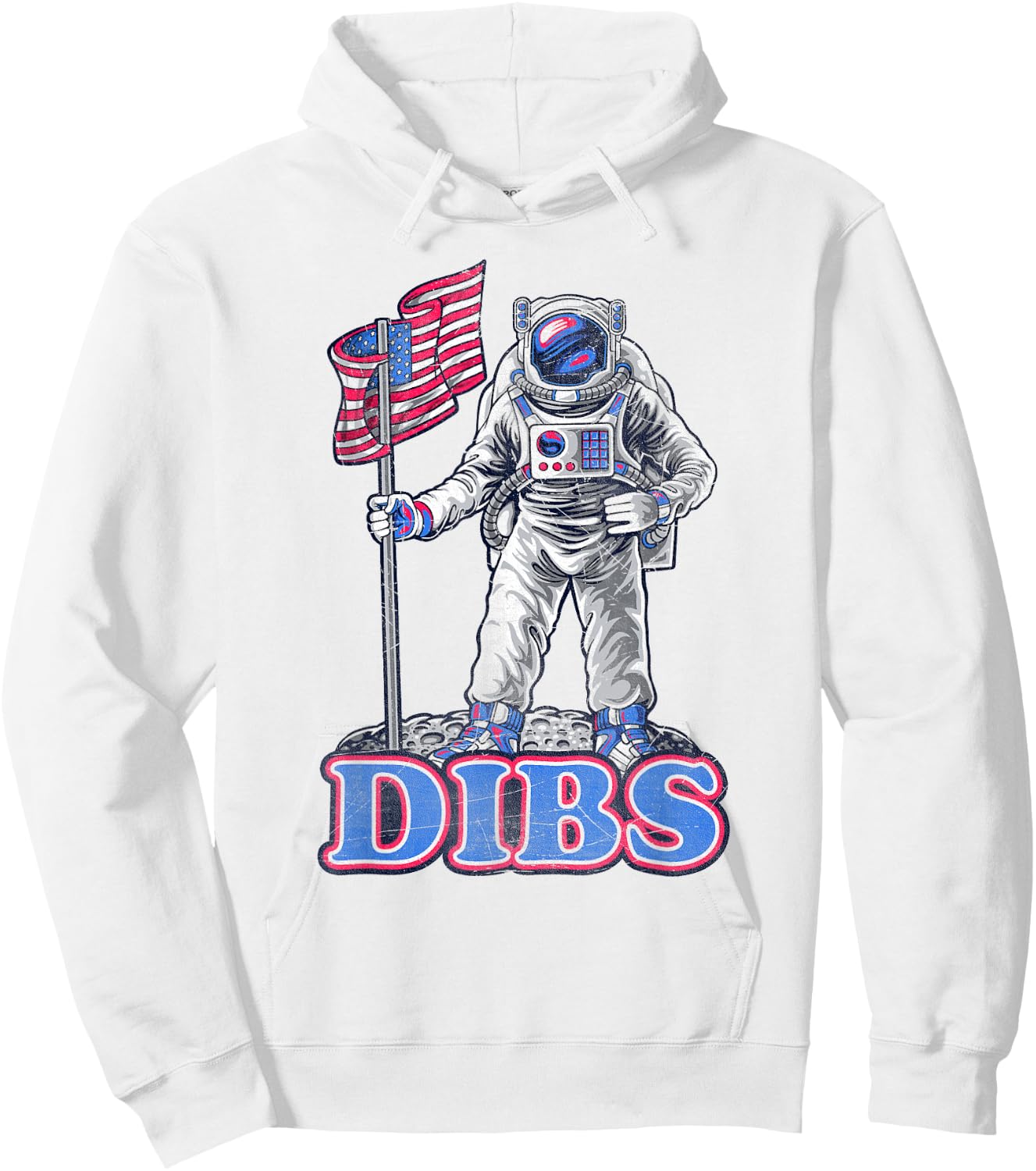 American Flag Astronaut Moon Dibs Red White Blue 4th of July Hoodie - Hoodie | White