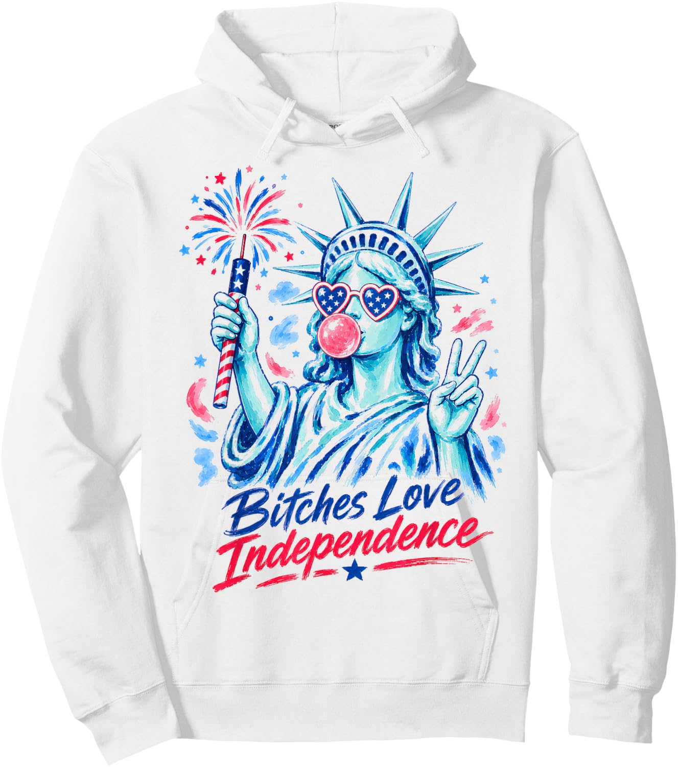 Retro Bitches Love Independence Funny 4th of July Women Hoodie - Hoodie | White