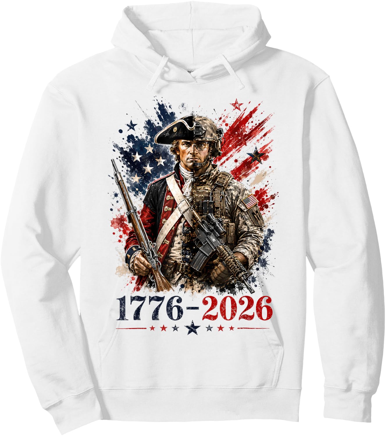 Patriotic 1776 2026 Soldier 250th Anniversary USA 4th July Hoodie - Hoodie | White