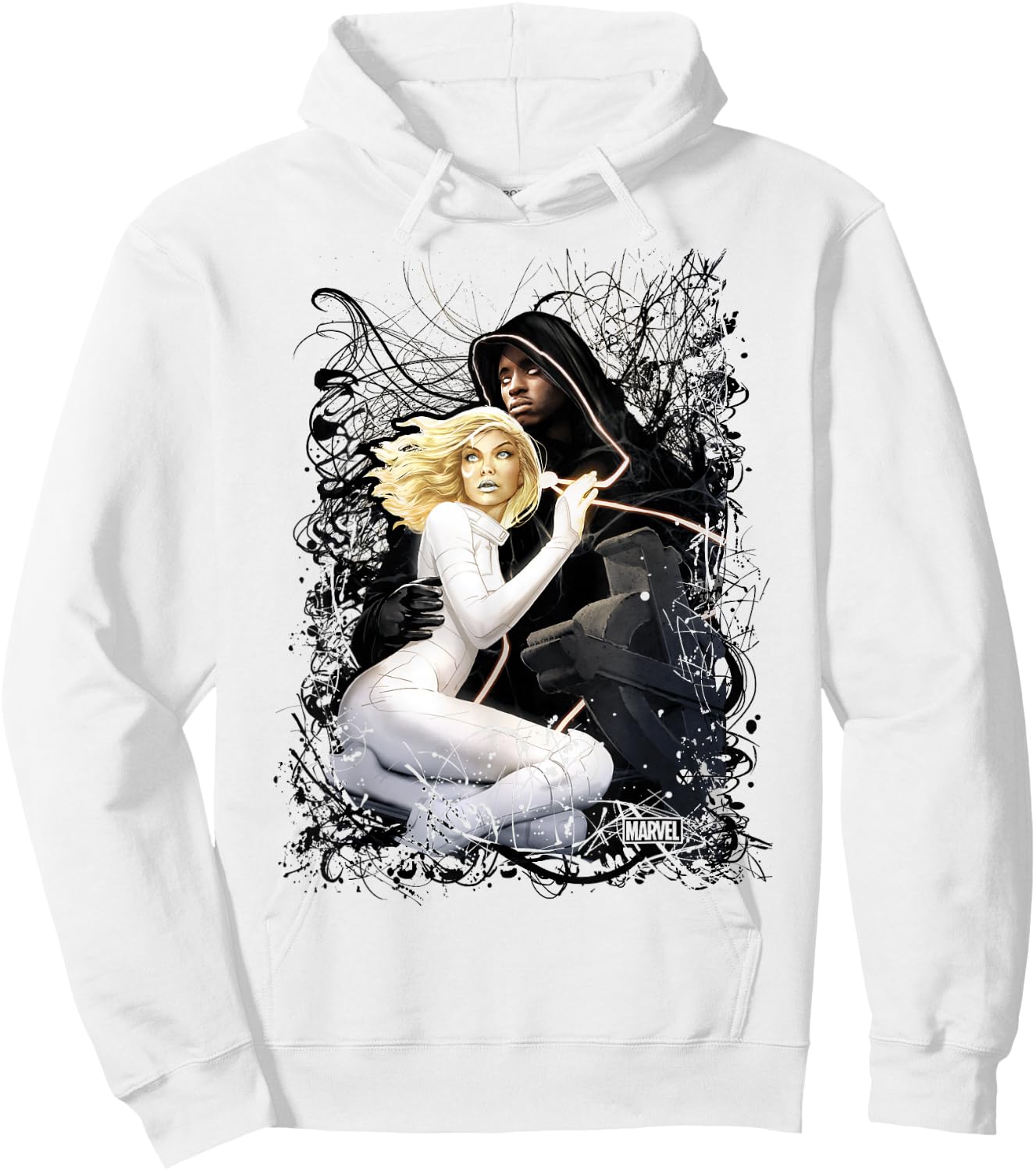 Marvel Cloak and Dagger Splatter Paint Portrait Hoodie - Hoodie | White