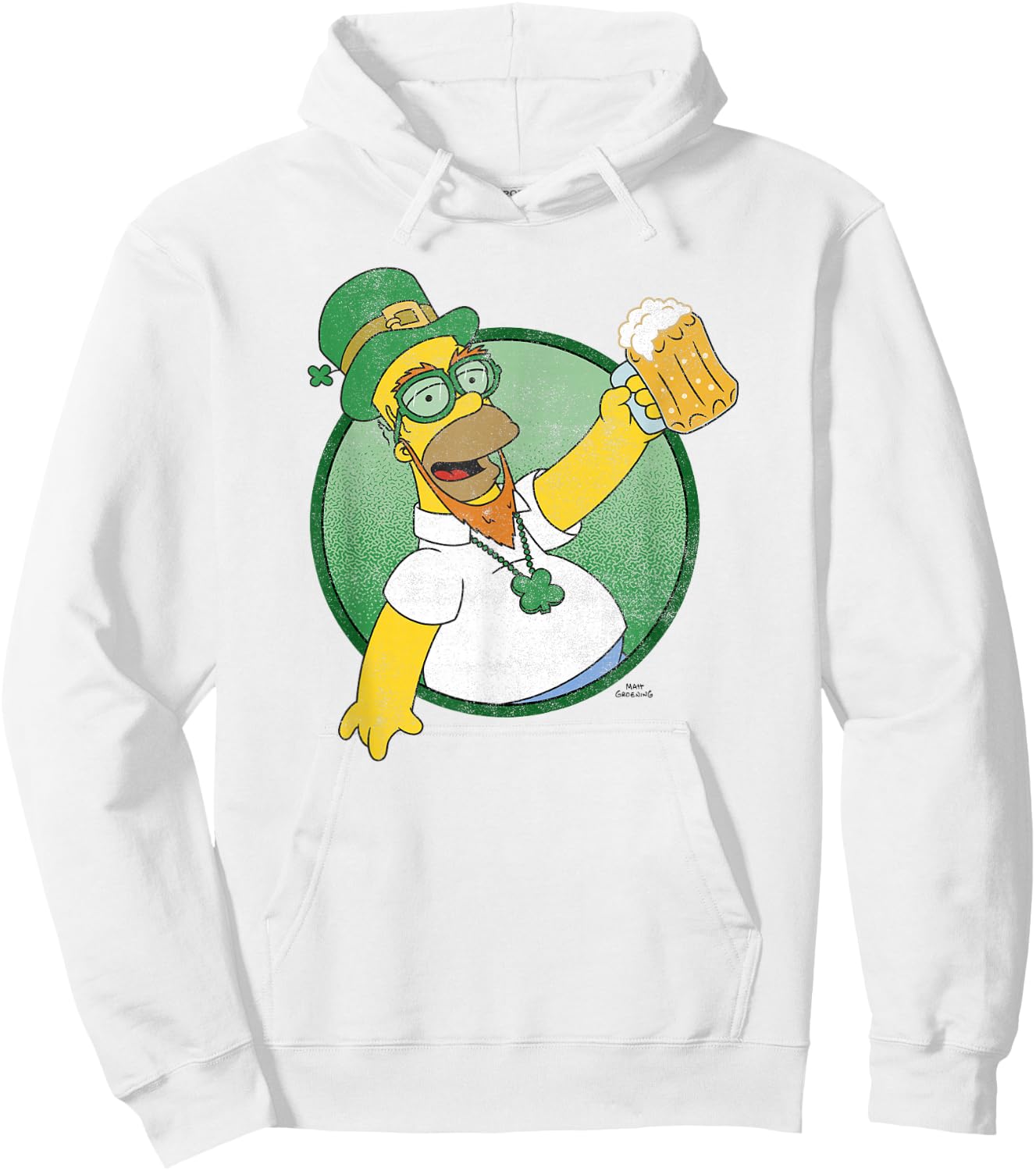 The Simpsons St. Patrick's Day Homer Lucky Beer Celebration Hoodie - Hoodie | White