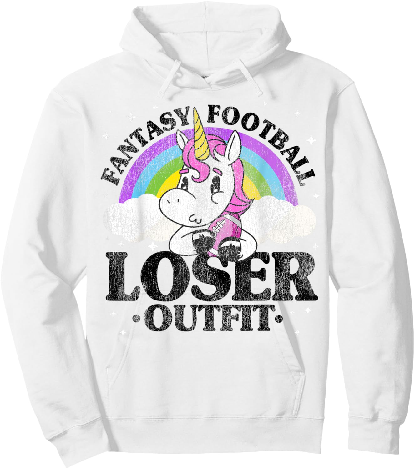 Fantasy Football Loser Outfit Season Unicorn Rainbow Men Hoodie - Hoodie | White