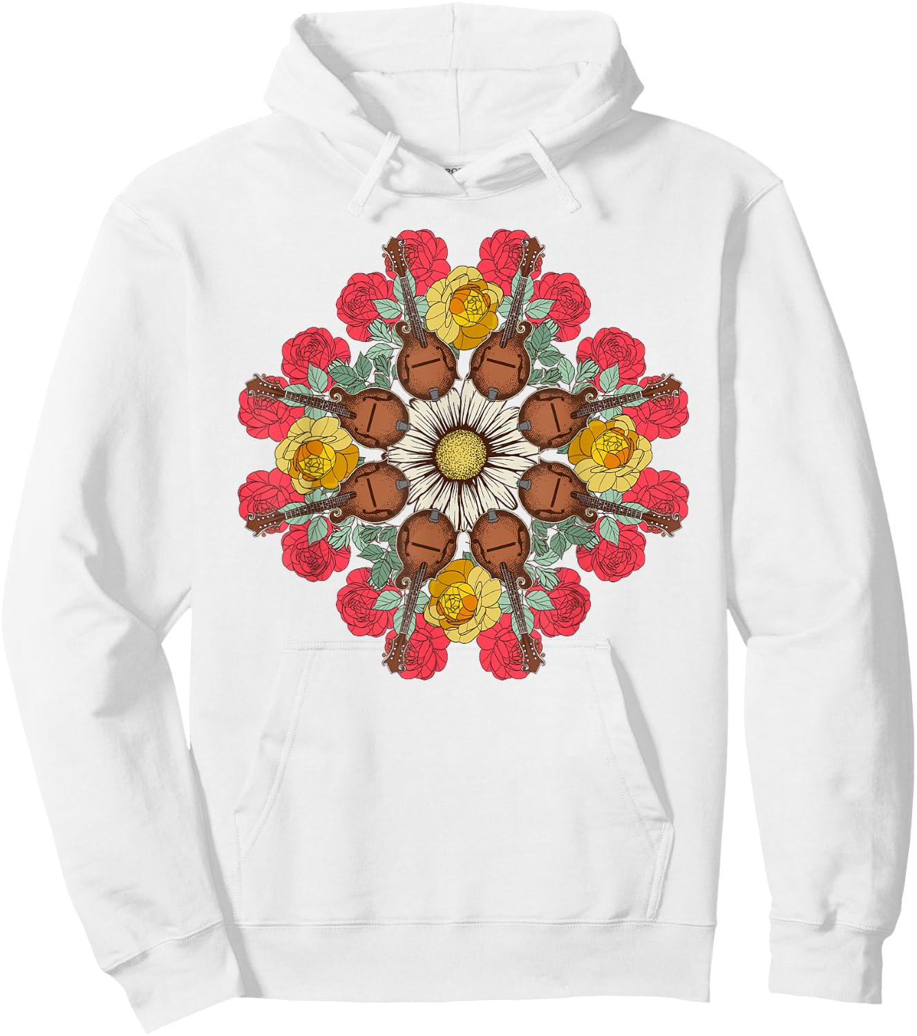 Mandolin Mandala Bluegrass, Mindfulness & Nature Graphic Hoodie - Hoodie | White