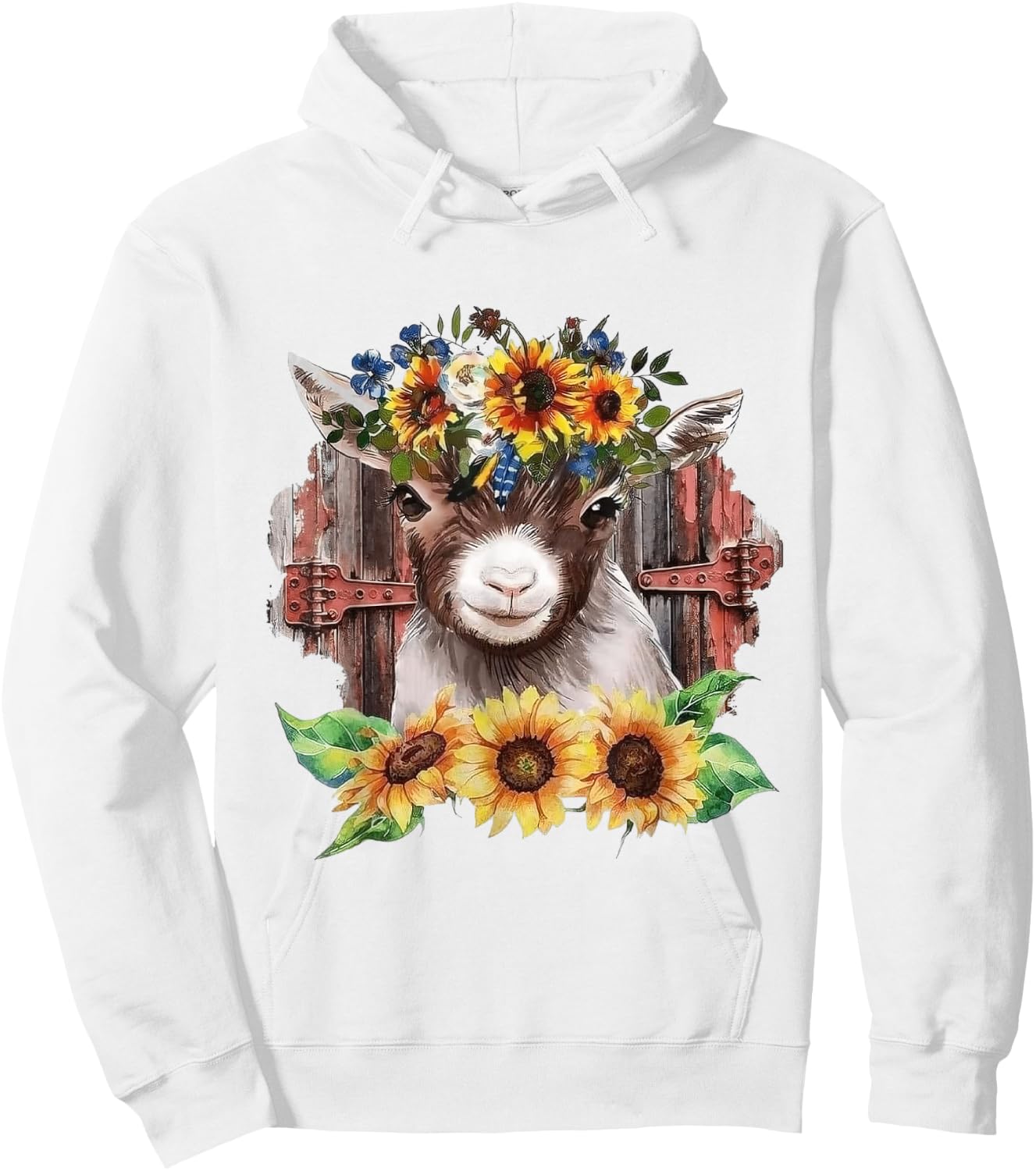 Sunflower Baby Goat Farmlife Cute Farm Animal Hoodie - Hoodie | White
