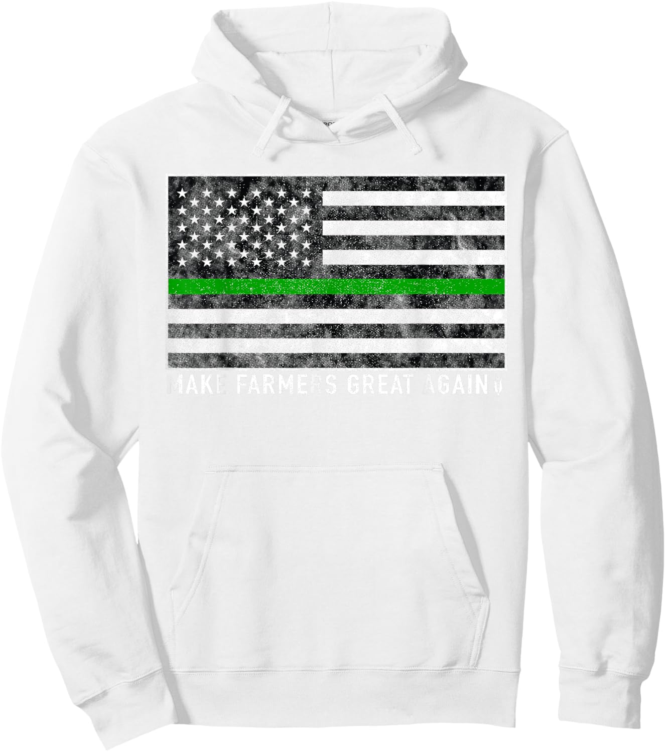 Make Farmers Great Again Shirt US Flag Green Line Hoodie - Hoodie | White