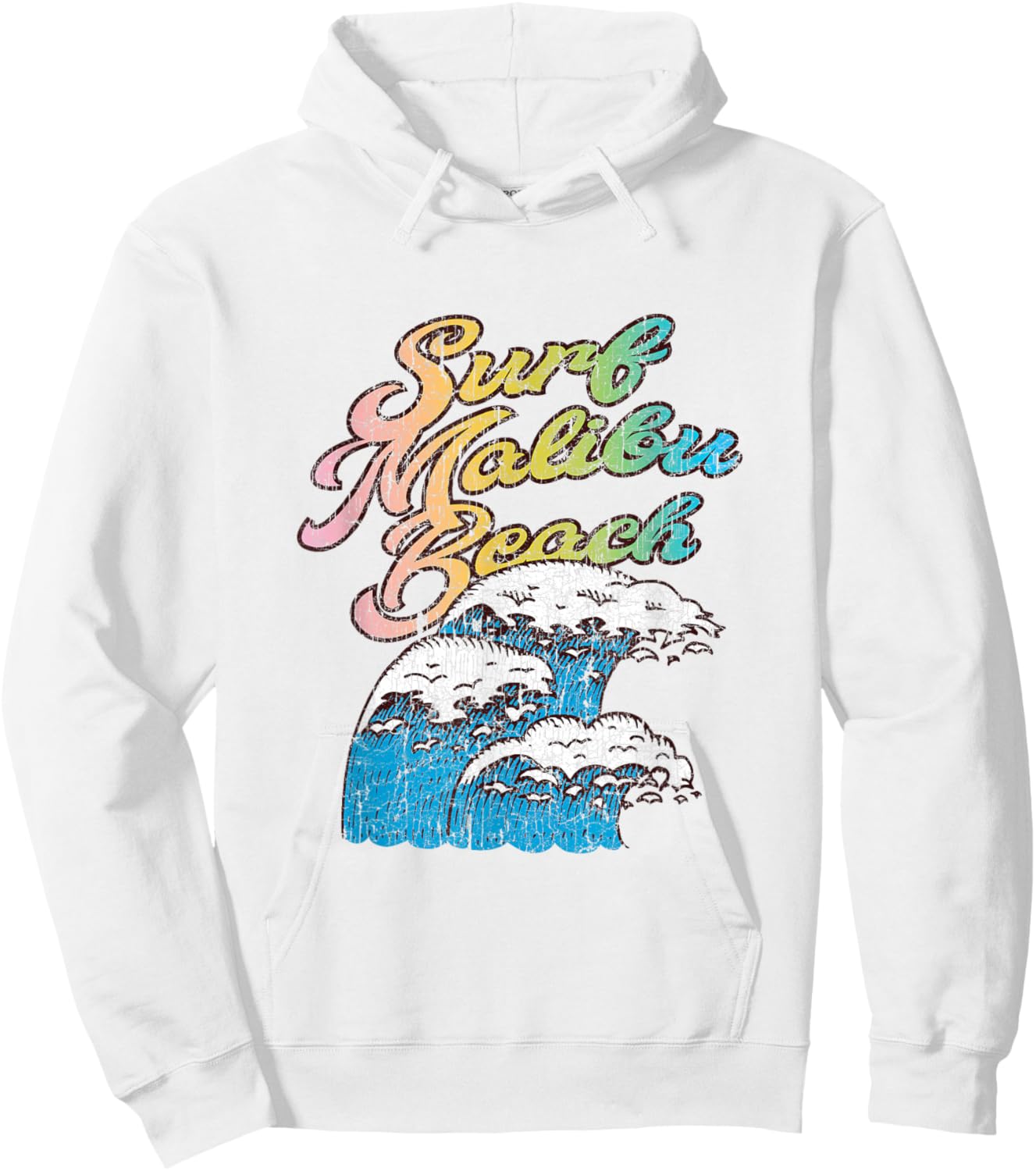 Malibu Beach, California Surf Retro Vintage 60s 70s 80s Hoodie - Hoodie | White