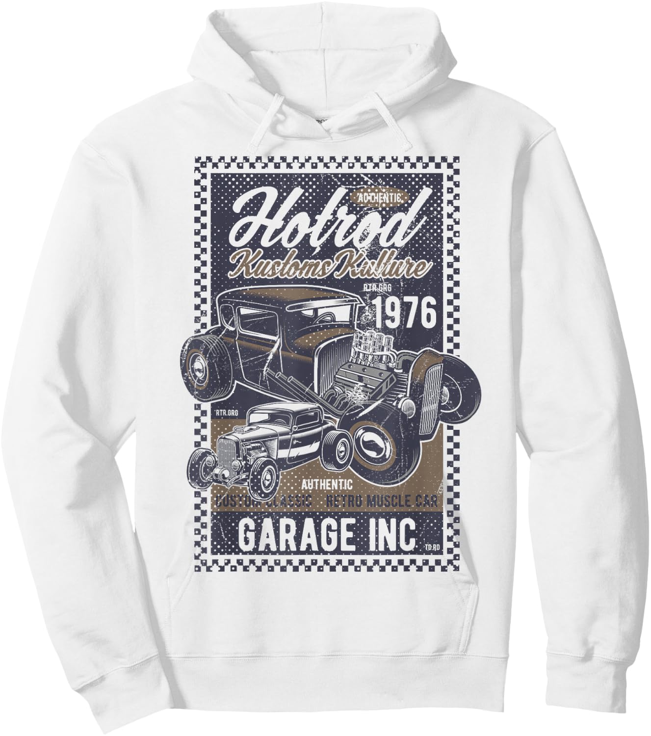 Vintage Hot Rod Kustoms Kulture Men's Classic Car Hoodie - Hoodie | White