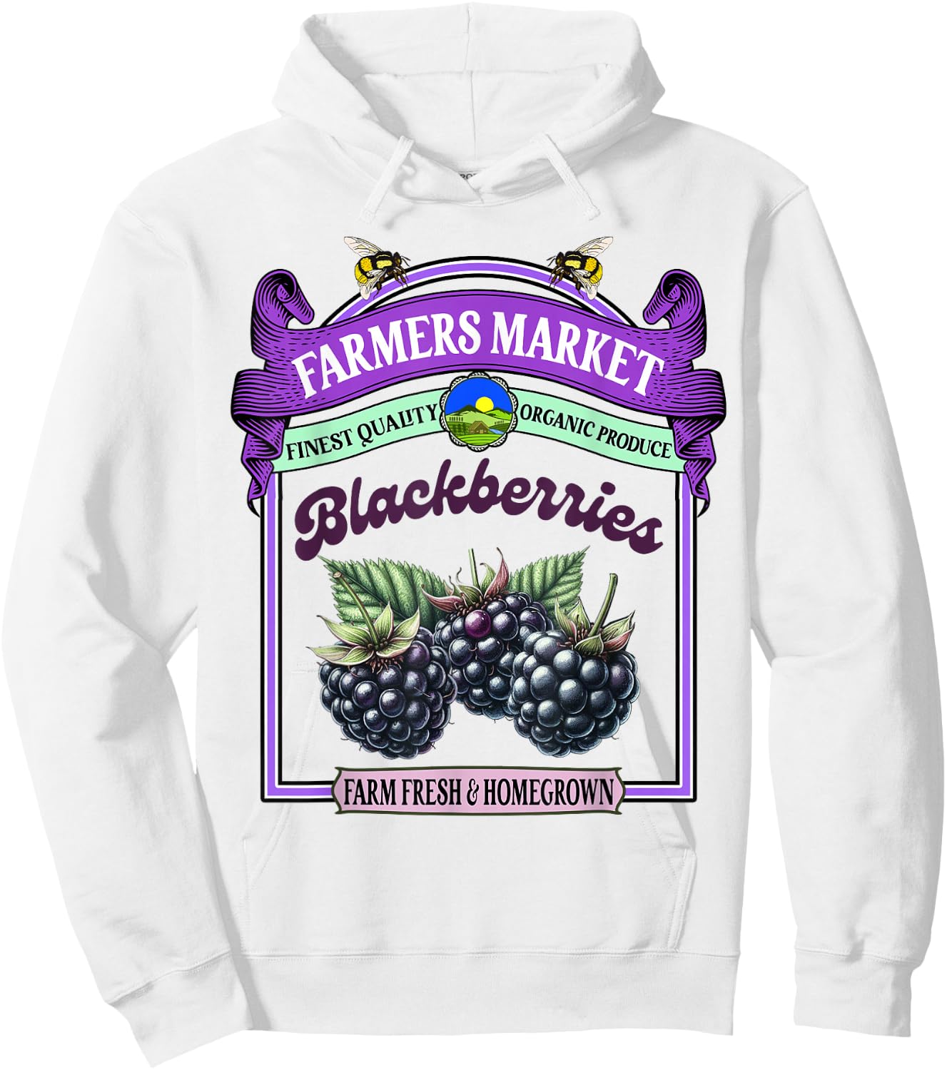 Farmers Market Fresh Gardening Farmers Market Blackberries Hoodie - Hoodie | White
