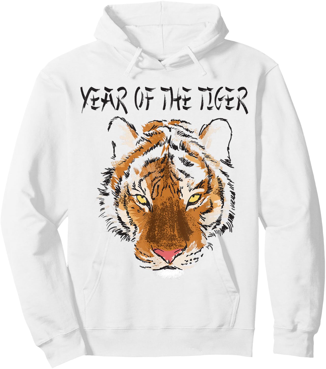 Chinese Zodiac Tiger the Year of the Tiger with Tiger Face Hoodie - Hoodie | White
