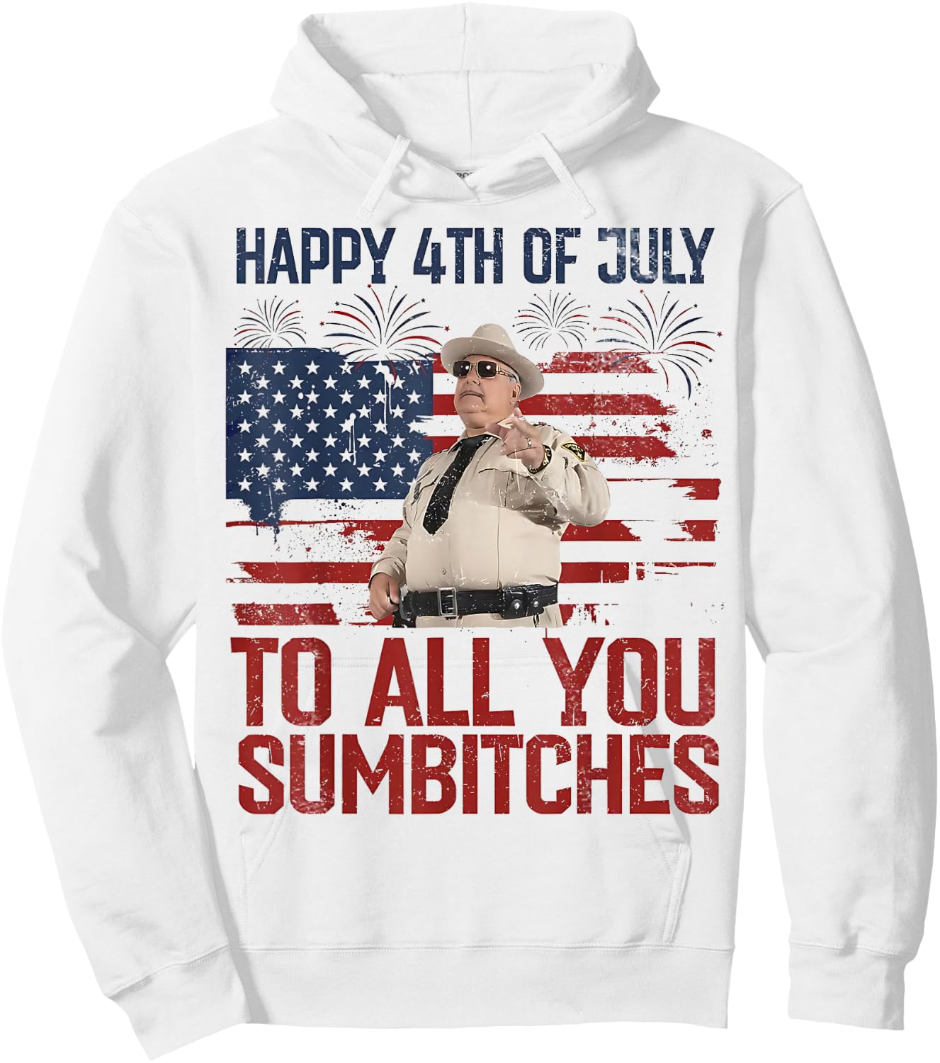 USA Flag Fireworks Hoodie - Hoodie | White