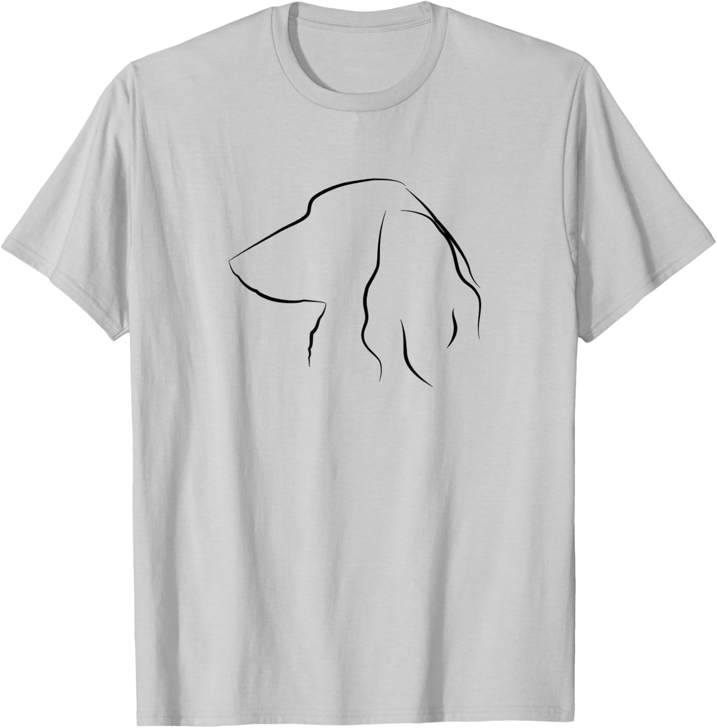Long Haired Dachshund Line Art Black Sausage Dog Gift Daxie T-Shirt - T-Shirt | Ash