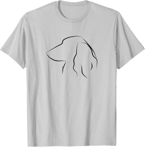 Long Haired Dachshund Line Art Black Sausage Dog Gift Daxie T-Shirt - T-Shirt | Ash