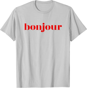 Bonjour - French Lover Gift T-Shirt - T-Shirt | Ash