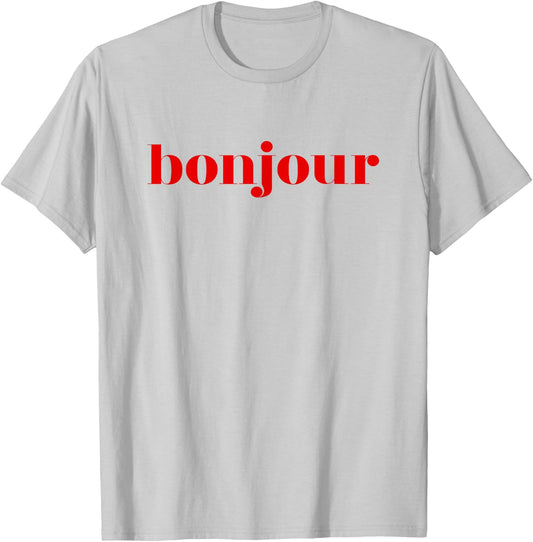 Bonjour - French Lover Gift T-Shirt - T-Shirt | Ash