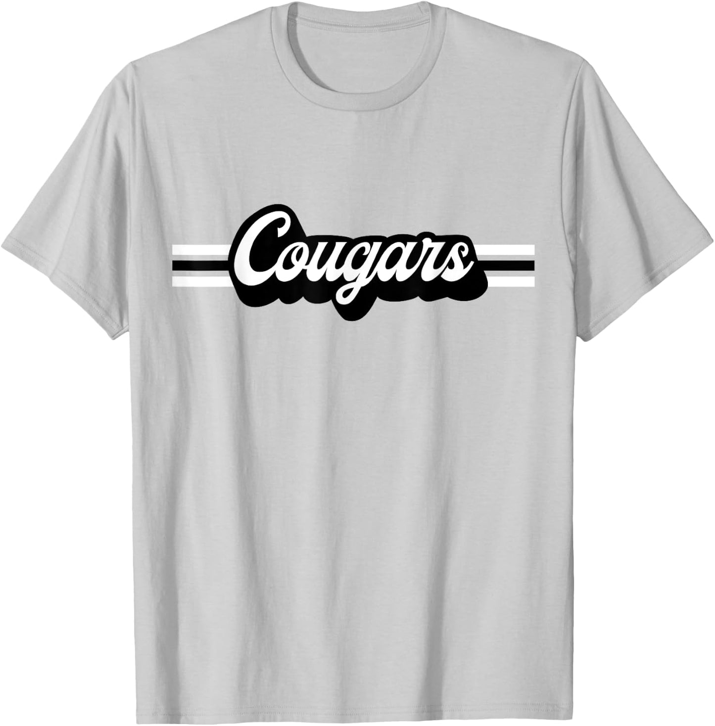 Retro Cougars Mascot, School Spirit, Cougar Sports T-Shirt - T-Shirt | Ash