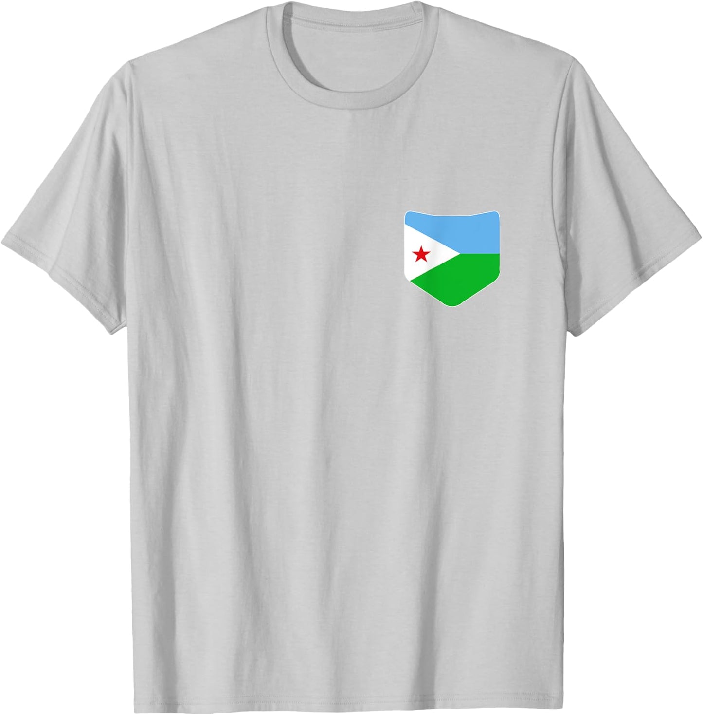 Djibouti Flag with Printed Djibouti Flag Pocket T-Shirt - T-Shirt | Ash