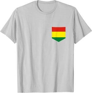 Bolivia Flag with Printed Bolivian Flag Pocket T-Shirt - T-Shirt | Ash