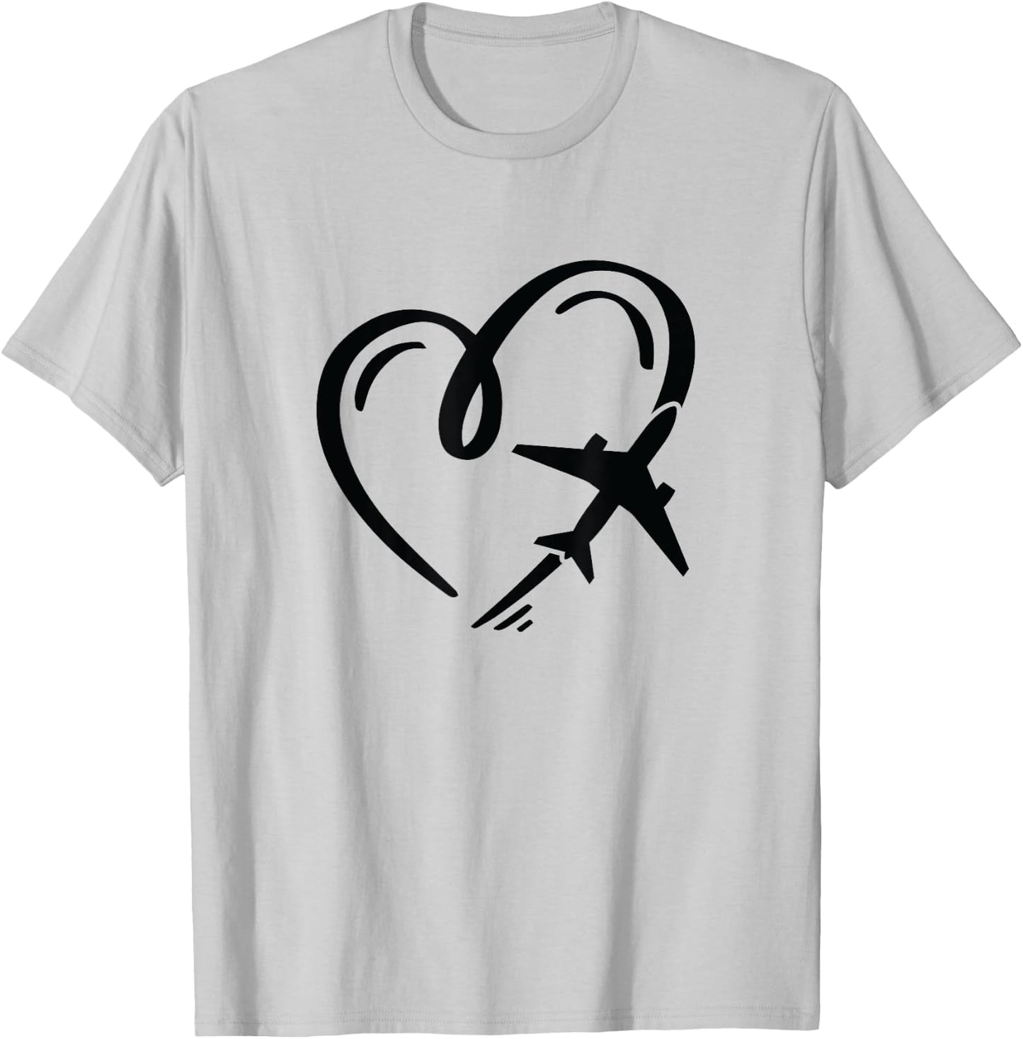 Love for travel heart airplane T-Shirt - T-Shirt | Ash