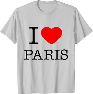 Enjoy Wear I Love Pairs Graphic - Paris Novelty Graphic T-Shirt - T-Shirt | Ash