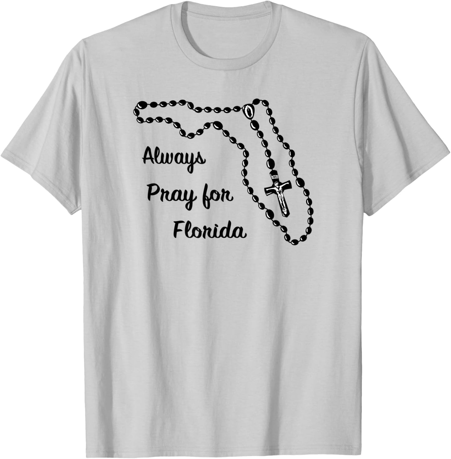 Florida State Map Catholic Rosary T-Shirt - T-Shirt | Ash