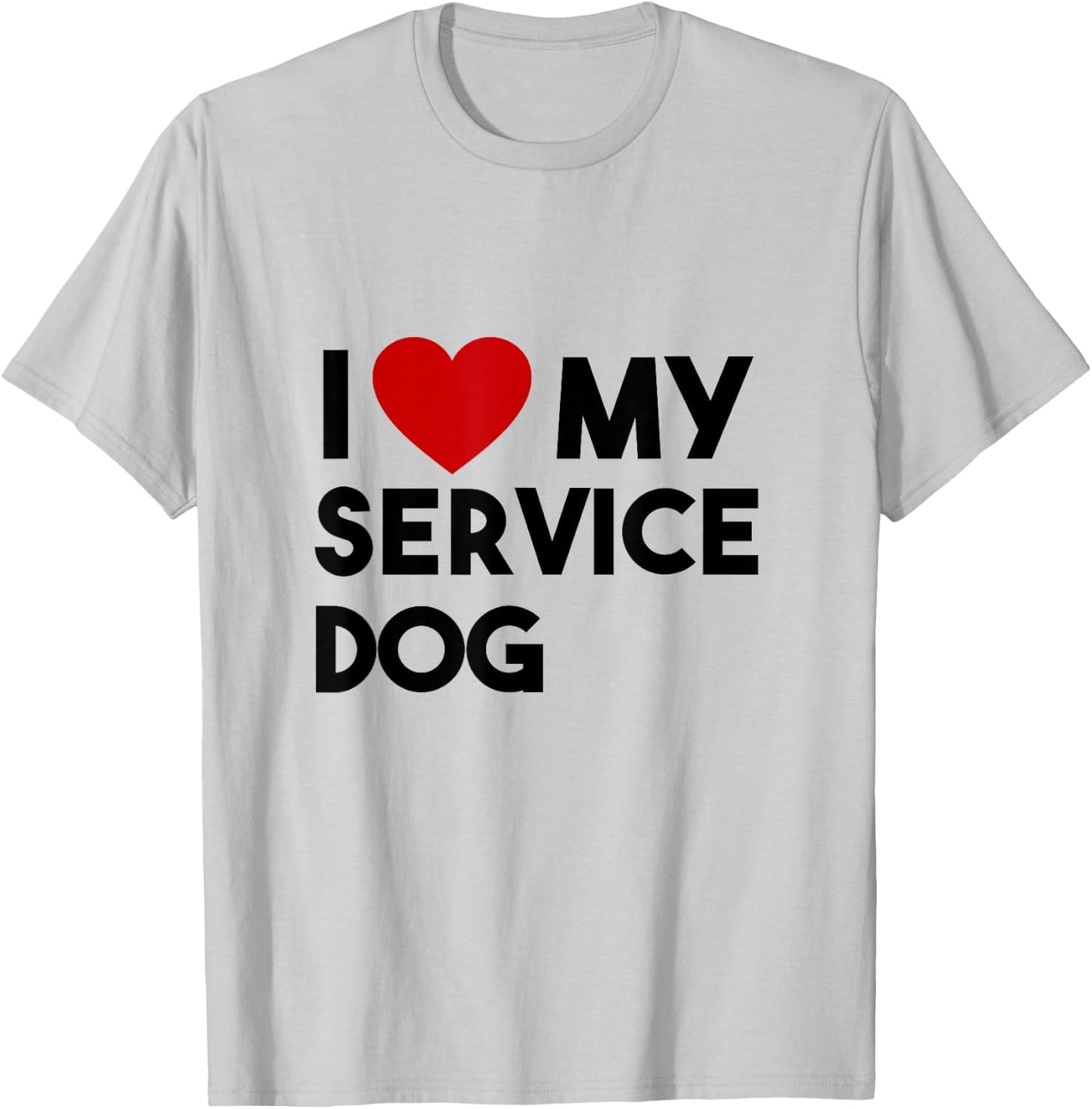 I Love Service Dog Funny Emotional Support Human Dog Mom Paw T-Shirt - T-Shirt | Ash