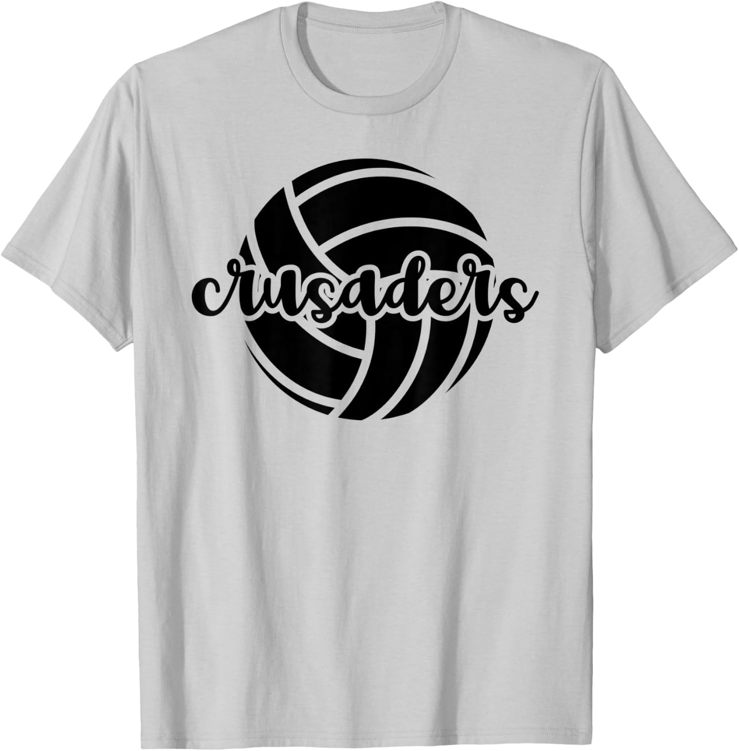Crusaders Volleyball Team Mascot School Spirit Game Night T-Shirt - T-Shirt | Ash