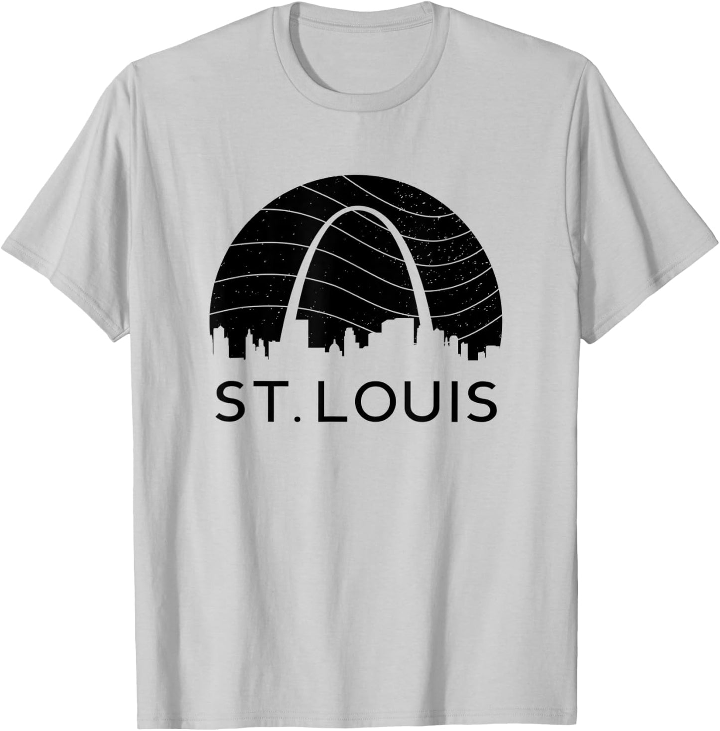 St Louis Missouri Gateway Arch Retro Mississippi River Lou T-Shirt - T-Shirt | Ash