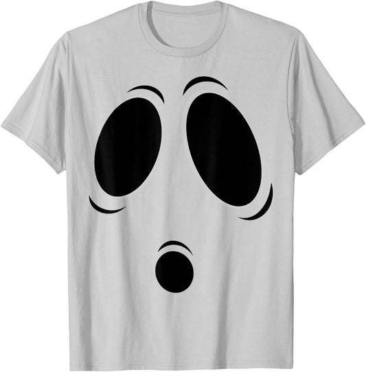 Funny Ghost Graphic Spooky Boo Face Halloween T-Shirt - T-Shirt | Ash